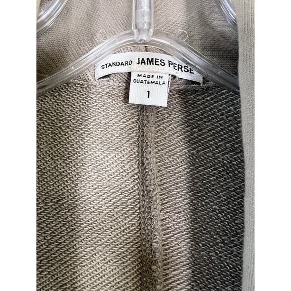 JAMES PERSE Women's Taupe Brown Sweatshirt Shawl Collar Blazer Sz 1 S Fall USA - Picture 3 of 11